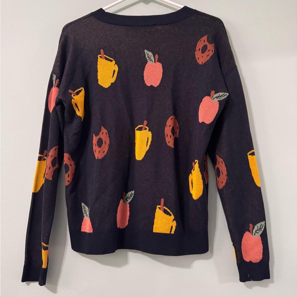 LOFT Apple Cider Donut Novelty Fall Knit Long Sleeve Pullover Sweater Size S - Picture 4 of 7
